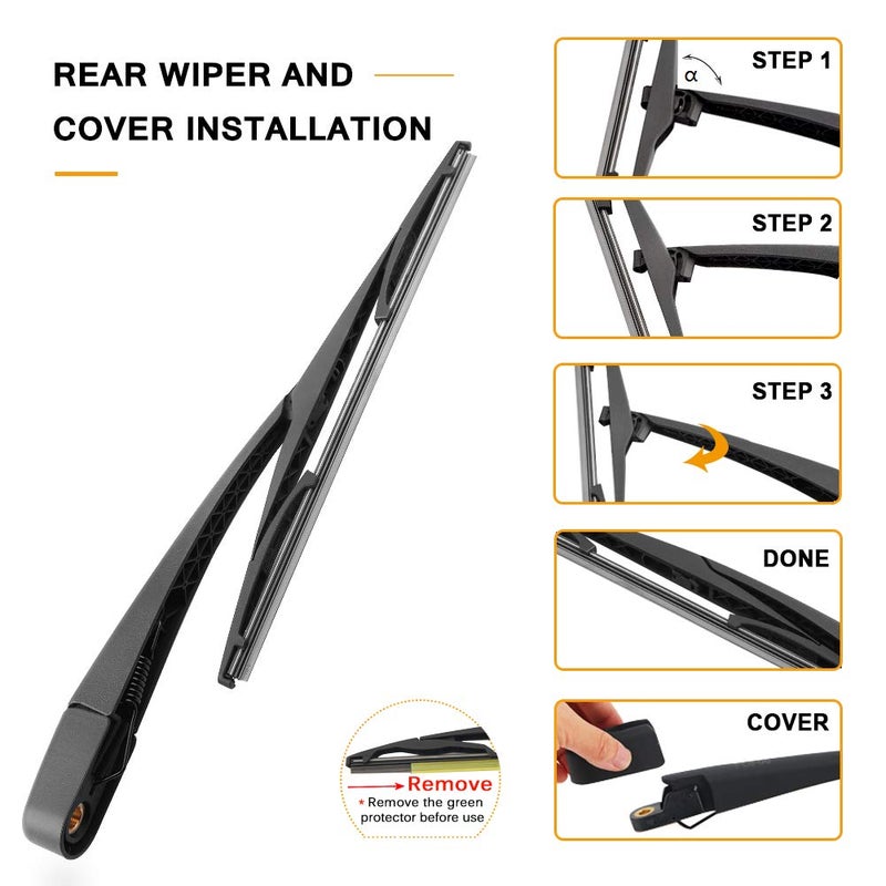 AUTOBOO Rear Wiper Blade arm for Tucson2010-2015,Kia Sportage 2011-2016 -Premium All-Season Original Equipment Replacement 12" (Pack of 2) - Image 5